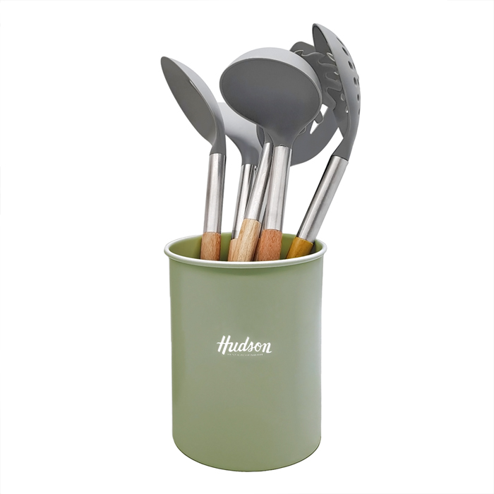 Set x6 utensilios + contenedor Madera/ Olive