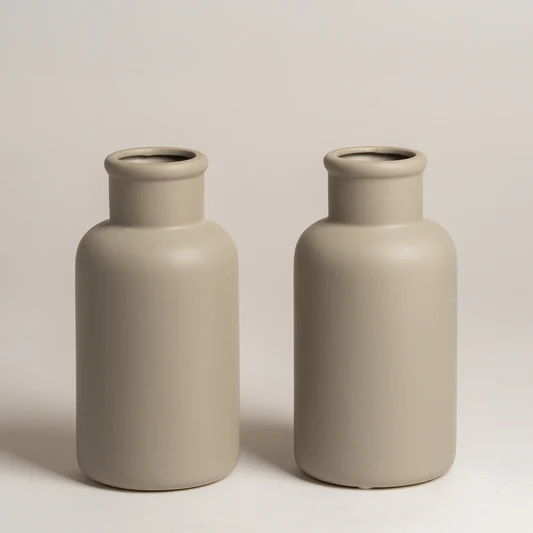 Florero porcelana gris