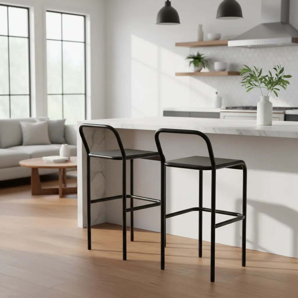 Set X2 Banquetas Taburete P/ Desayunador De Chapa Industrail — imagen 2