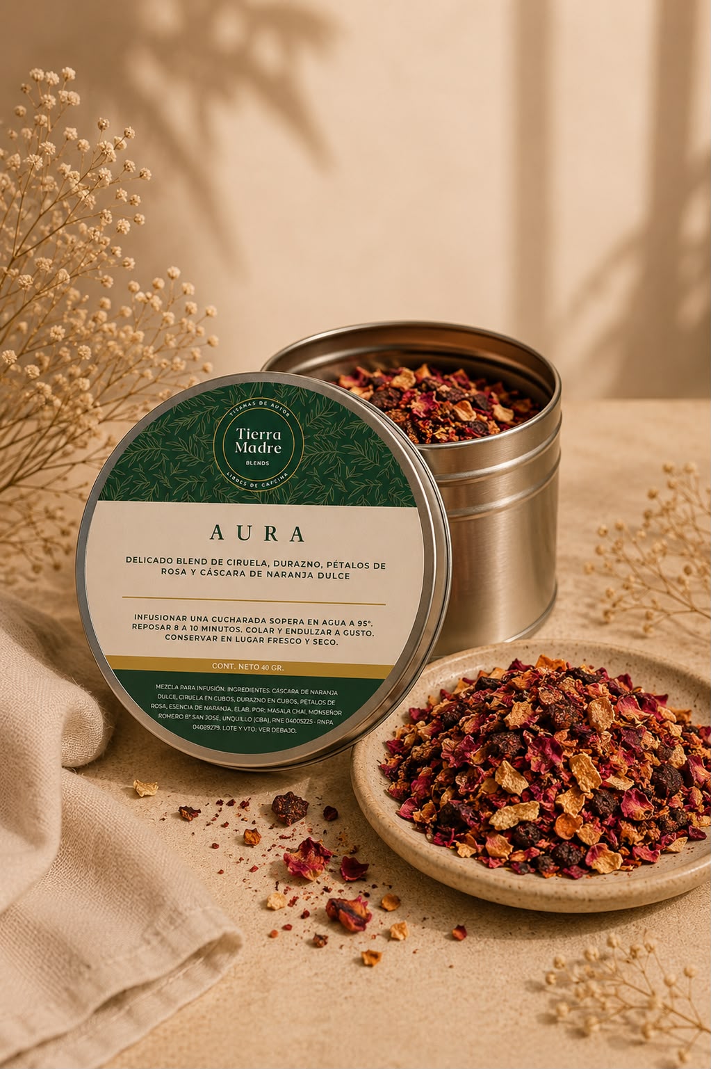 Infusión en hebras Lata Tierra Madre Blends - Aura - Lata 50gr.