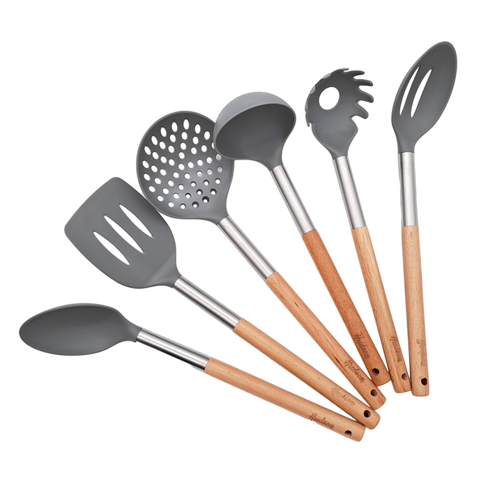 Set x6 utensilios + contenedor Madera/ Olive — imagen 2
